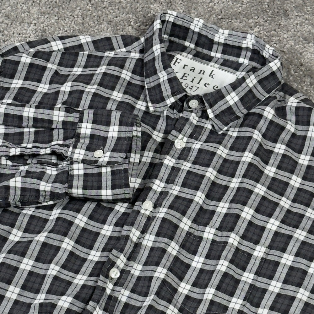 Frank & Eileen "Luke" Men's Size XL Black Plaid Button Front Long Sleeve Shirt